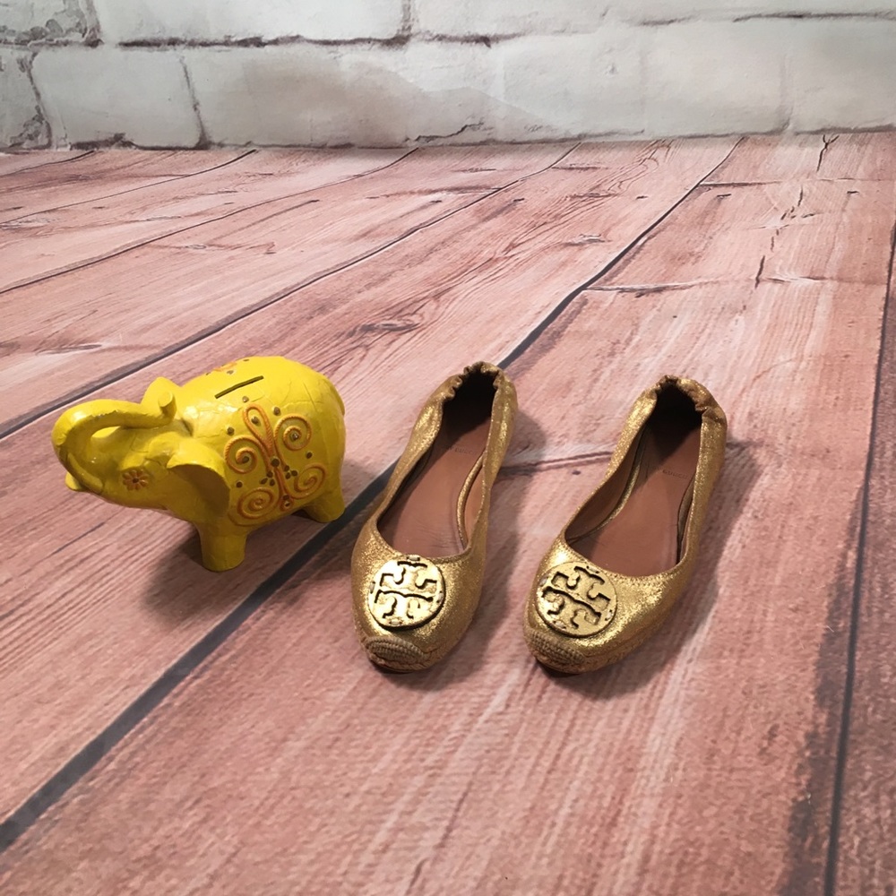 Tory Burch Gold Ballet Flats